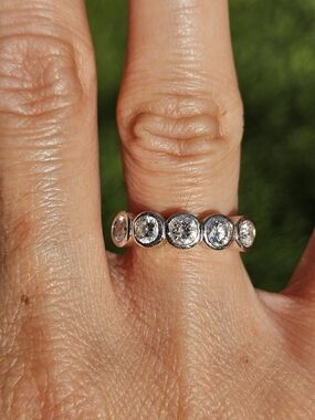 Platinum 5 Natural Diamond Bezel Set Band Ring